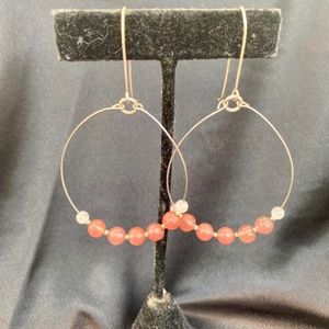 Silver plated earrings with Pink stones